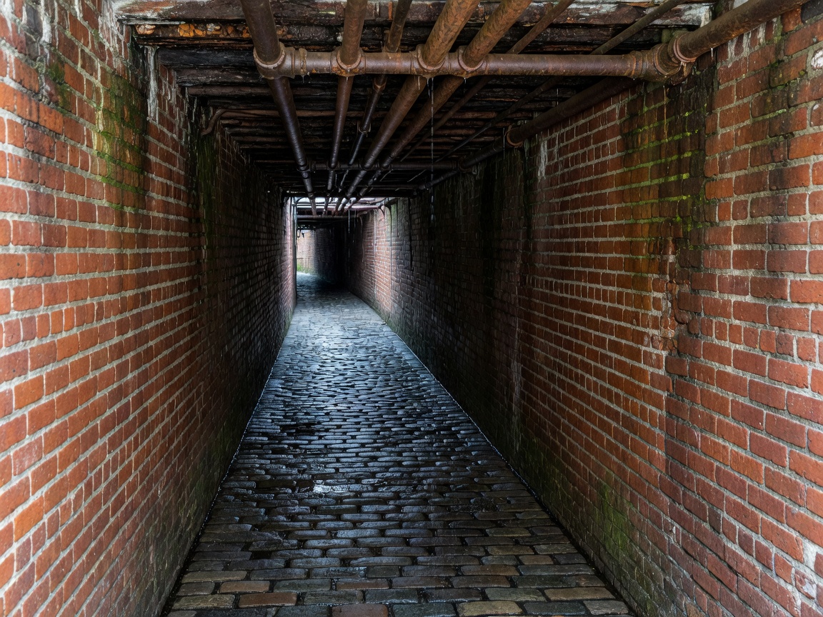 Seattle pioneer square brick subterranean pathway