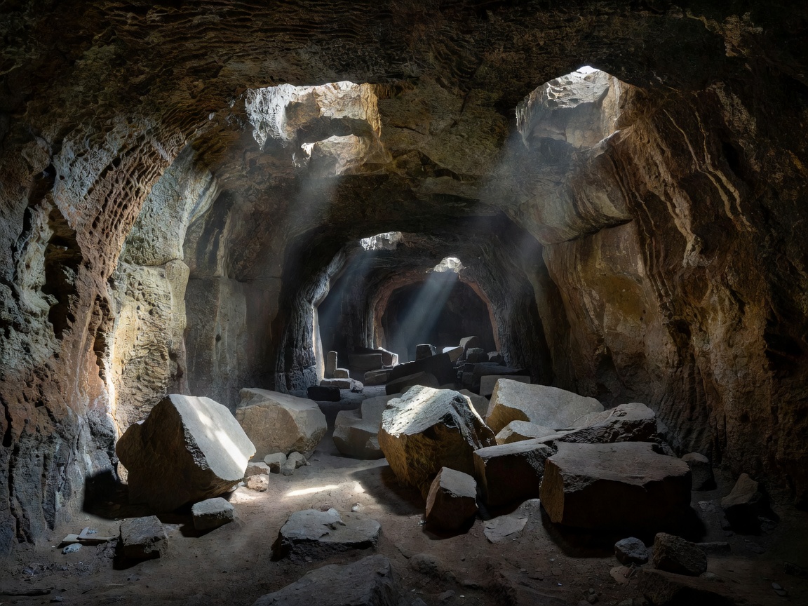 Subterranean Naples ancient stone quarry cavern